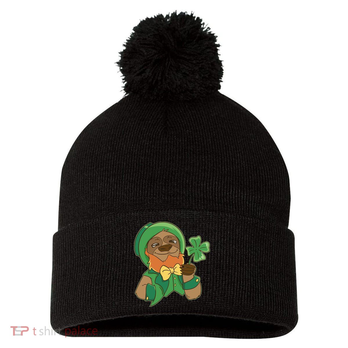 Sloth Leprechaun Pom Pom 12in Knit Beanie