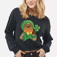 Sloth Leprechaun Cropped Pullover Crew