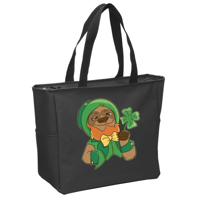 Sloth Leprechaun Zip Tote Bag