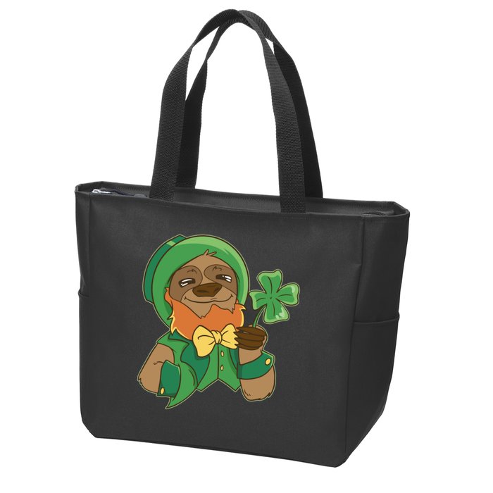 Sloth Leprechaun Zip Tote Bag