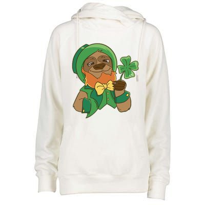 Sloth Leprechaun Womens Funnel Neck Pullover Hood