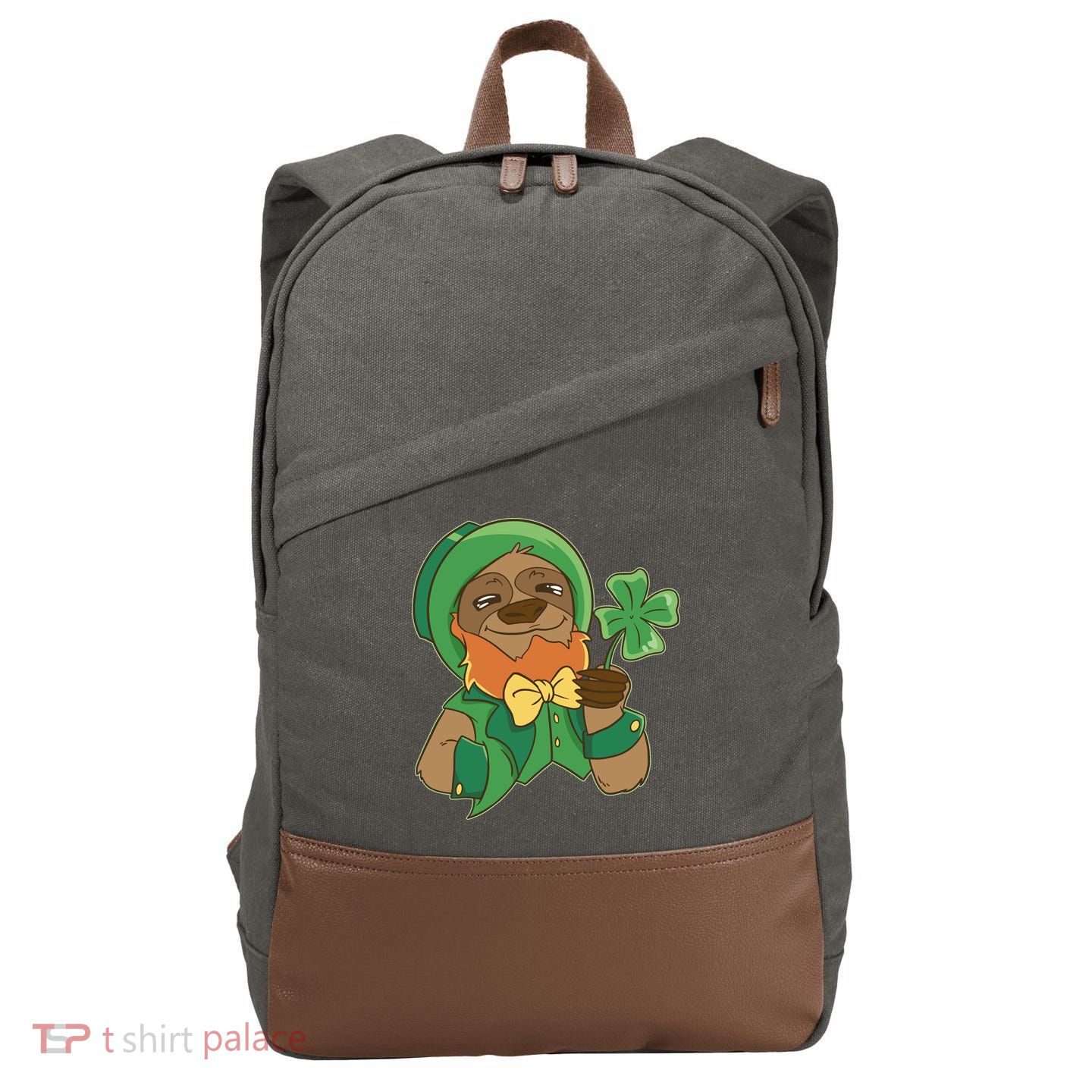 Sloth Leprechaun Cotton Canvas Backpack