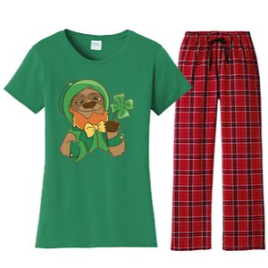 Sloth Leprechaun Women's Flannel Pajama Set