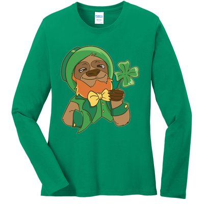 Sloth Leprechaun Ladies Long Sleeve Shirt