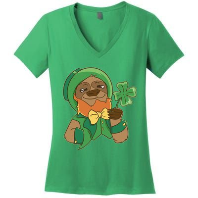 Sloth Leprechaun Women's V-Neck T-Shirt