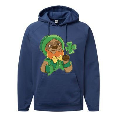 Sloth Leprechaun Performance Fleece Hoodie