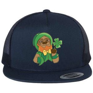 Sloth Leprechaun Flat Bill Trucker Hat