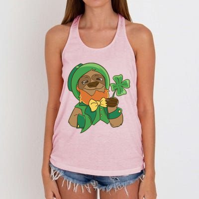 Sloth Leprechaun Women's Knotted Racerback Tank