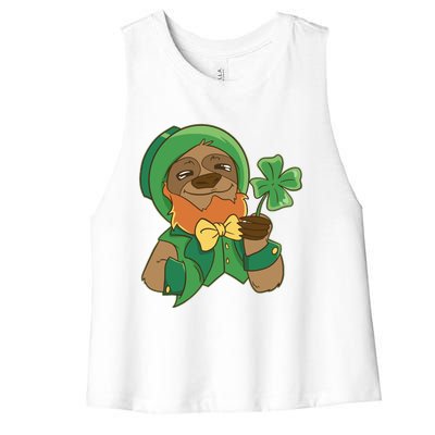 Sloth Leprechaun Women's Racerback Cropped Tank