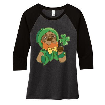 Sloth Leprechaun Women's Tri-Blend 3/4-Sleeve Raglan Shirt