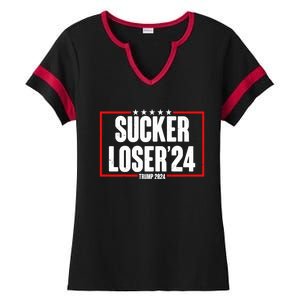 Sucker Loser Trump Biden Debate 2024 Ladies Halftime Notch Neck Tee