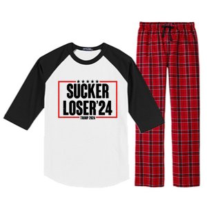 Sucker Loser Trump Biden Debate 2024 Raglan Sleeve Pajama Set