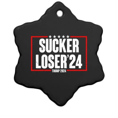 Sucker Loser Trump Biden Debate 2024 Ceramic Star Ornament