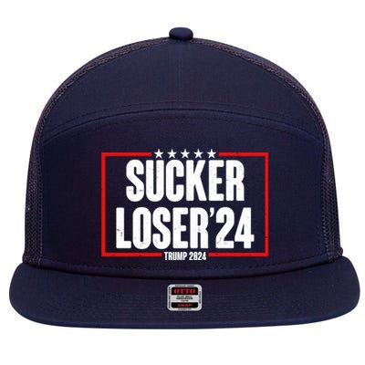 Sucker Loser Trump Biden Debate 2024 7 Panel Mesh Trucker Snapback Hat