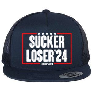 Sucker Loser Trump Biden Debate 2024 Flat Bill Trucker Hat