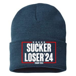 Sucker Loser Trump Biden Debate 2024 Sustainable Knit Beanie