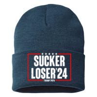 Sucker Loser Trump Biden Debate 2024 Sustainable Knit Beanie