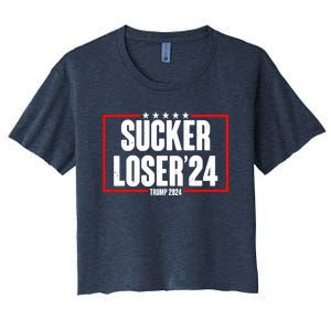 Sucker Loser Trump Biden Debate 2024 Women's Crop Top Tee