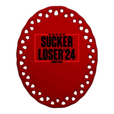 Sucker Loser Trump Biden Debate 2024 Ceramic Oval Ornament