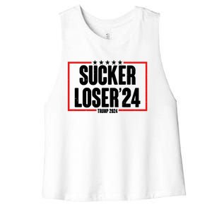 Sucker Loser Trump Biden Debate 2024 Women's Racerback Cropped Tank