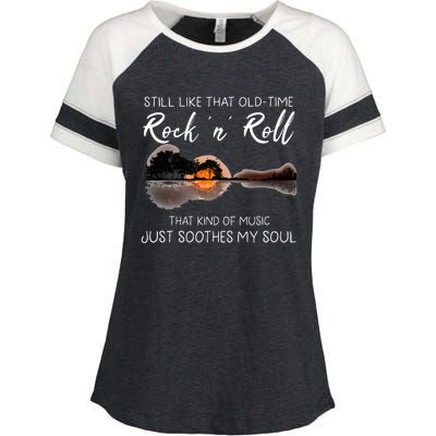 Still Like That Old Time Rock N Roll Music Guitar Enza Ladies Jersey Colorblock Tee