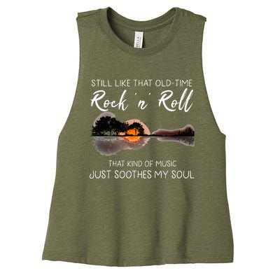 Still Like That Old Time Rock N Roll Music Guitar Women's Racerback Cropped Tank