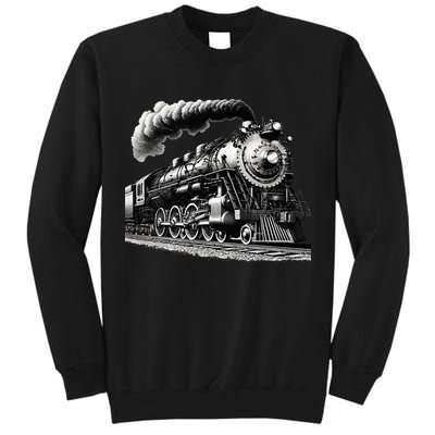 Steam Locomotive Train 4014 Vintage Railroad Big  Engine Tall Sweatshirt