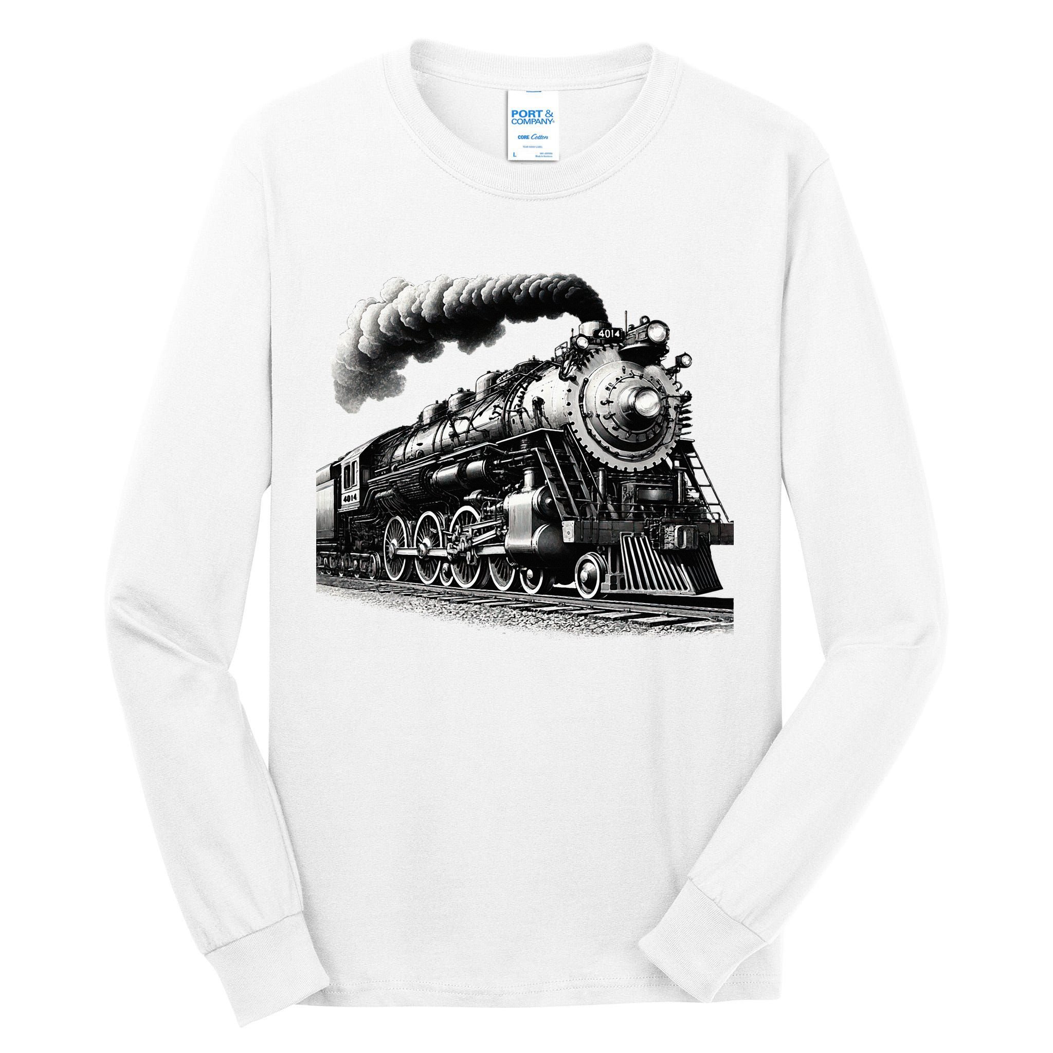 Steam Locomotive Train 4014 Vintage Railroad Big  Engine Tall Long Sleeve T-Shirt