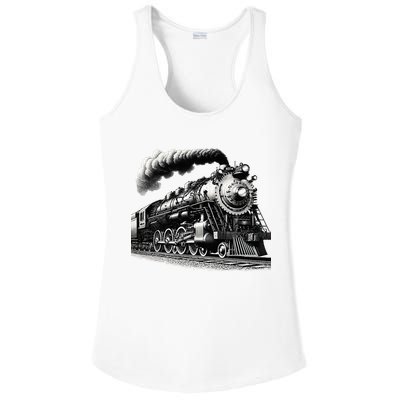 Steam Locomotive Train 4014 Vintage Railroad Big  Engine Ladies PosiCharge Competitor Racerback Tank