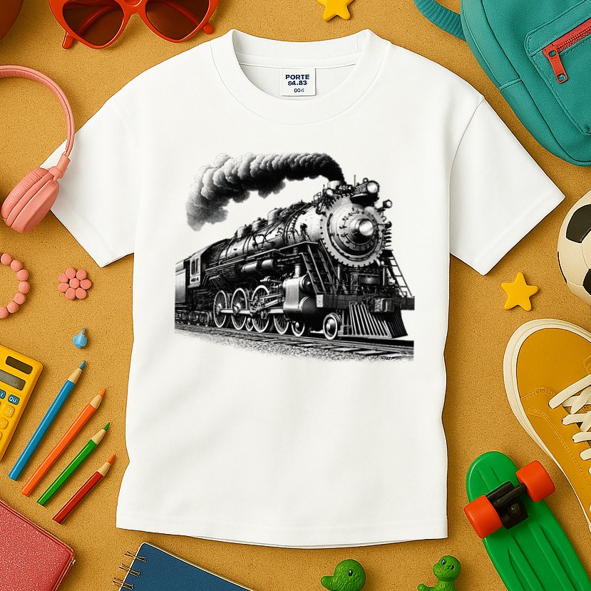 Steam Locomotive Train 4014 Vintage Railroad Big  Engine Kids T-Shirt