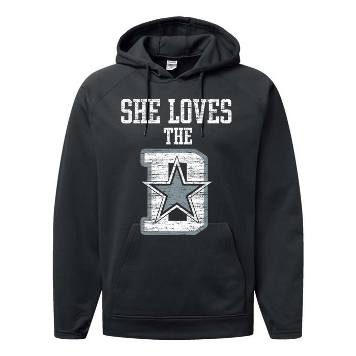 She Loves The D Dallas Gift Performance Fleece Hoodie