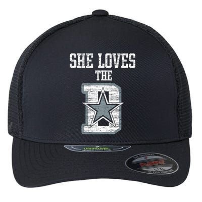 She Loves The D Dallas Gift Flexfit Unipanel Trucker Cap