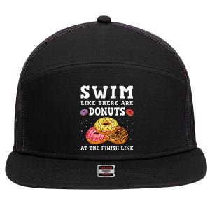 Swim Like There Are Donuts At The Finish Line Funny Swimmer 7 Panel Mesh Trucker Snapback Hat