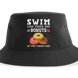 Swim Like There Are Donuts At The Finish Line Funny Swimmer Sustainable Bucket Hat