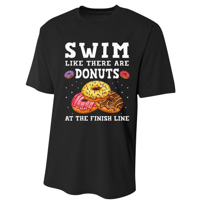 Swim Like There Are Donuts At The Finish Line Funny Swimmer Performance Sprint T-Shirt