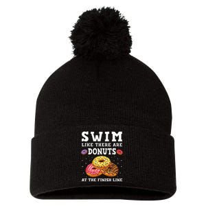 Swim Like There Are Donuts At The Finish Line Funny Swimmer Pom Pom 12in Knit Beanie