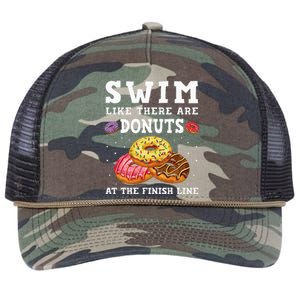 Swim Like There Are Donuts At The Finish Line Funny Swimmer Retro Rope Trucker Hat Cap