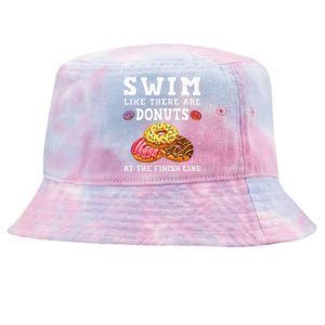 Swim Like There Are Donuts At The Finish Line Funny Swimmer Tie-Dyed Bucket Hat