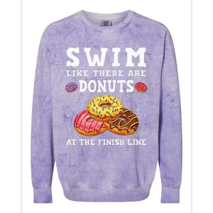 Swim Like There Are Donuts At The Finish Line Funny Swimmer Colorblast Crewneck Sweatshirt