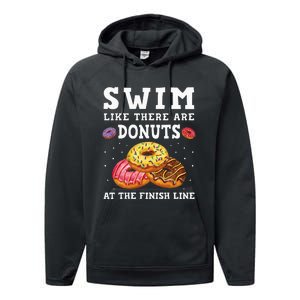 Swim Like There Are Donuts At The Finish Line Funny Swimmer Performance Fleece Hoodie