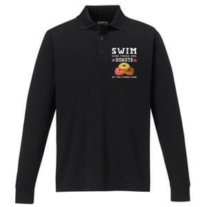 Swim Like There Are Donuts At The Finish Line Funny Swimmer Performance Long Sleeve Polo