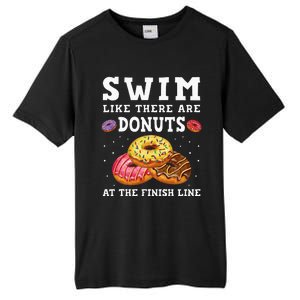 Swim Like There Are Donuts At The Finish Line Funny Swimmer Tall Fusion ChromaSoft Performance T-Shirt