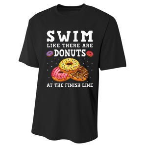 Swim Like There Are Donuts At The Finish Line Funny Swimmer Performance Sprint T-Shirt