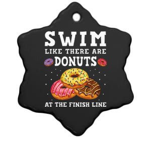 Swim Like There Are Donuts At The Finish Line Funny Swimmer Ceramic Star Ornament