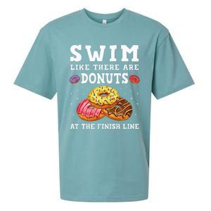 Swim Like There Are Donuts At The Finish Line Funny Swimmer Sueded Cloud Jersey T-Shirt