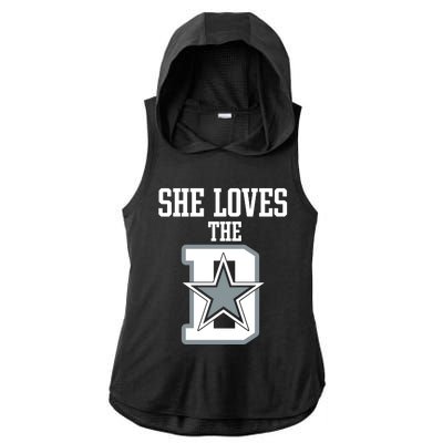 She Loves The D Dallas Ladies PosiCharge Tri-Blend Wicking Draft Hoodie Tank