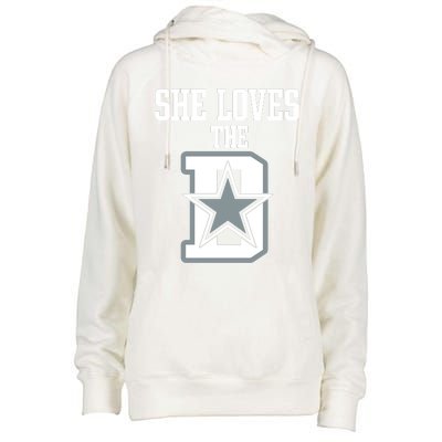 She Loves The D Dallas Womens Funnel Neck Pullover Hood