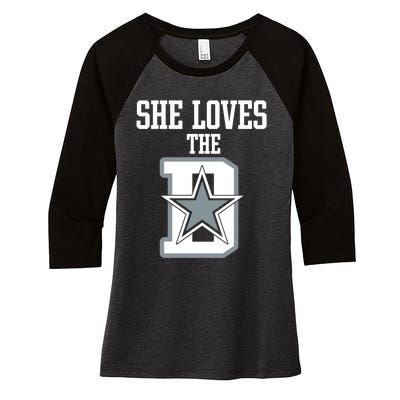 She Loves The D Dallas Women's Tri-Blend 3/4-Sleeve Raglan Shirt