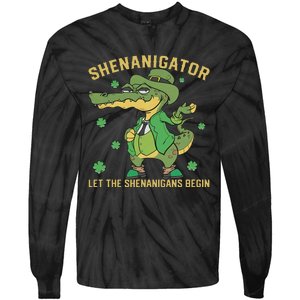 Shenanigator Let The Shenanigans Begin Crocodile Saint Patrick's Day Tie-Dye Long Sleeve Shirt