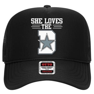 She Loves The D Dallas High Crown Mesh Back Trucker Hat